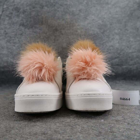 Sam Edelman Shoes Womens 8.5 Sneakers Leya Fashion Pom Pom Slip On Leather White - Picture 2 of 14
